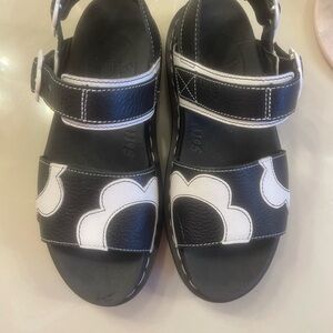 Dr. Martens Black and White Rare Floral Sandals